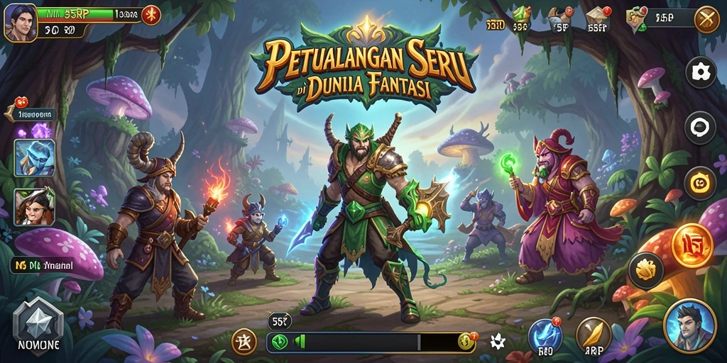 Gameplay seru 55RP menampilkan petualangan di dunia fantastis.