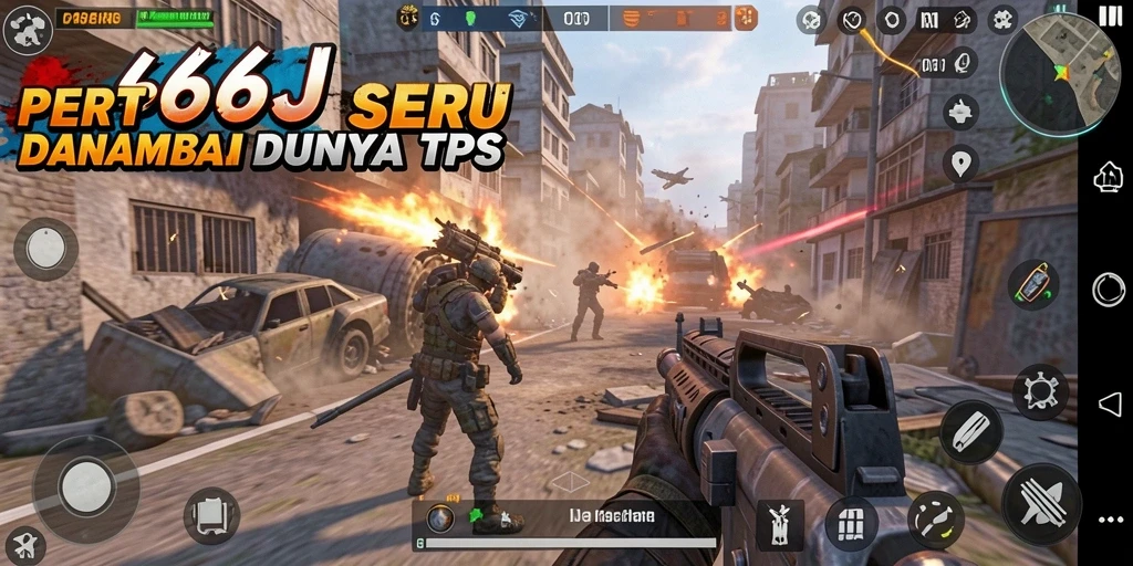 Screenshot menampilkan aksi pertempuran seru dalam 666J.