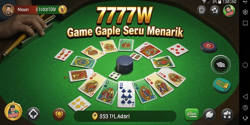 Tangkapan layar gameplay Gaple yang menarik dan seru di 7777W.