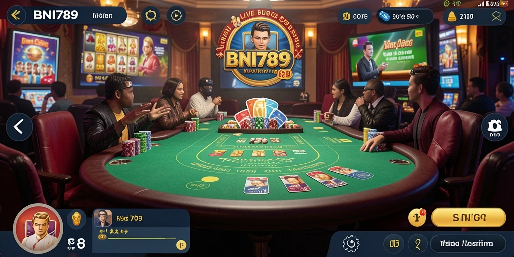 Gameplay seru BNI789 dalam suasana Live Casino yang mengesankan.