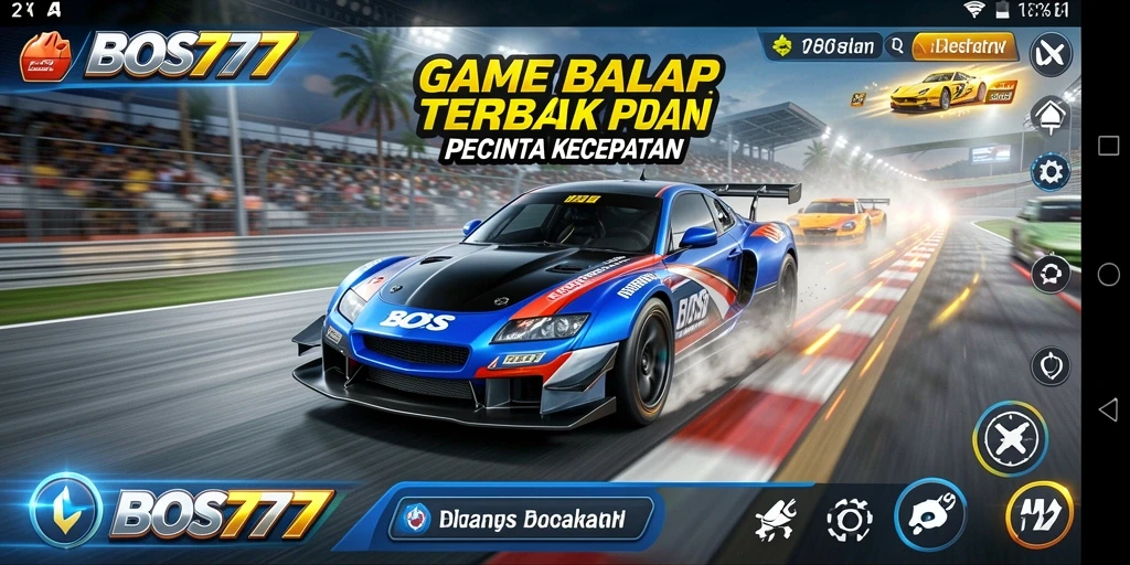 Screenshot utama BOS777 menampilkan aksi balapan yang mendebarkan.