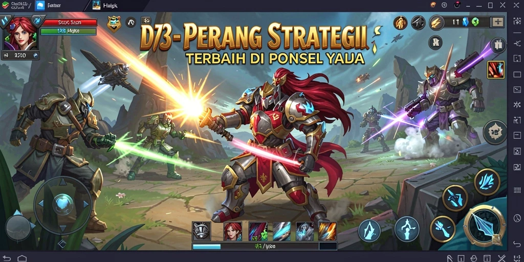 Screenshot gameplay D73 menunjukkan pertempuran strategis yang mendebarkan.