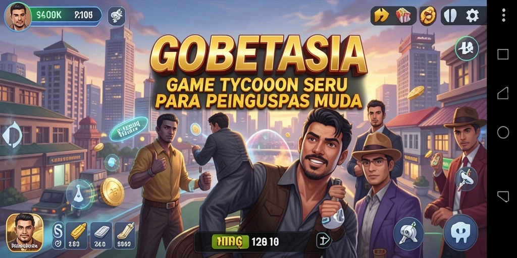 Tampilan gameplay menarik dari GOBETASIA yang menunjukkan pengelolaan bisnis.