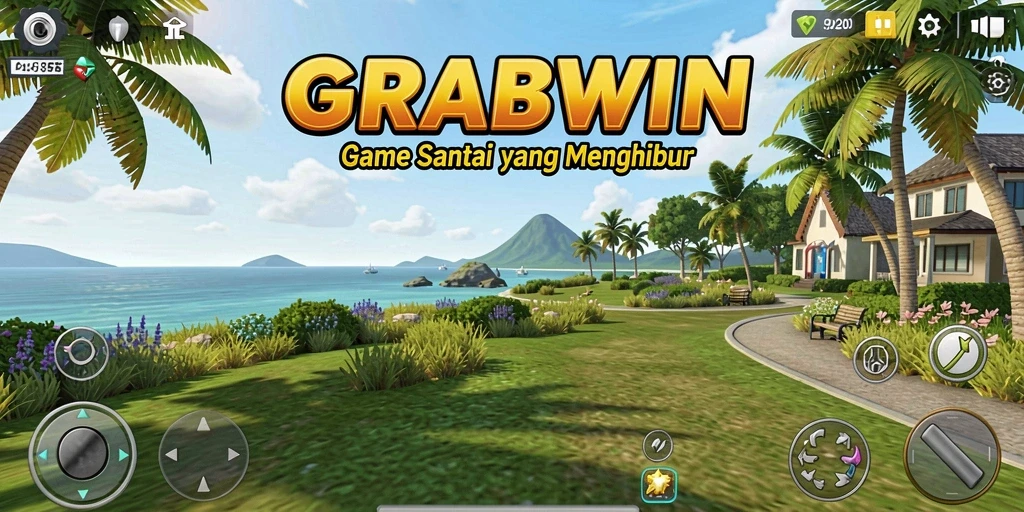 Tangkapan layar menunjukkan gameplay seru GRABWIN yang penuh warna.
