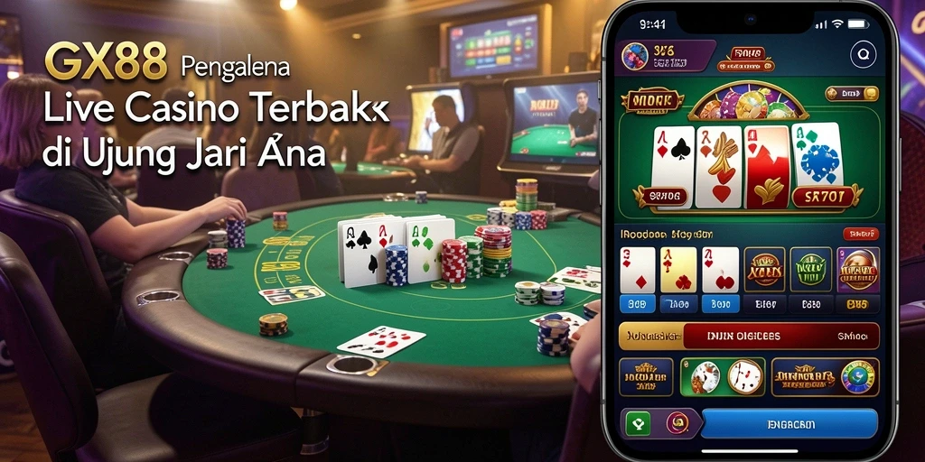 Screenshot gameplay GX88 menampilkan suasana Live Casino yang mendebarkan.