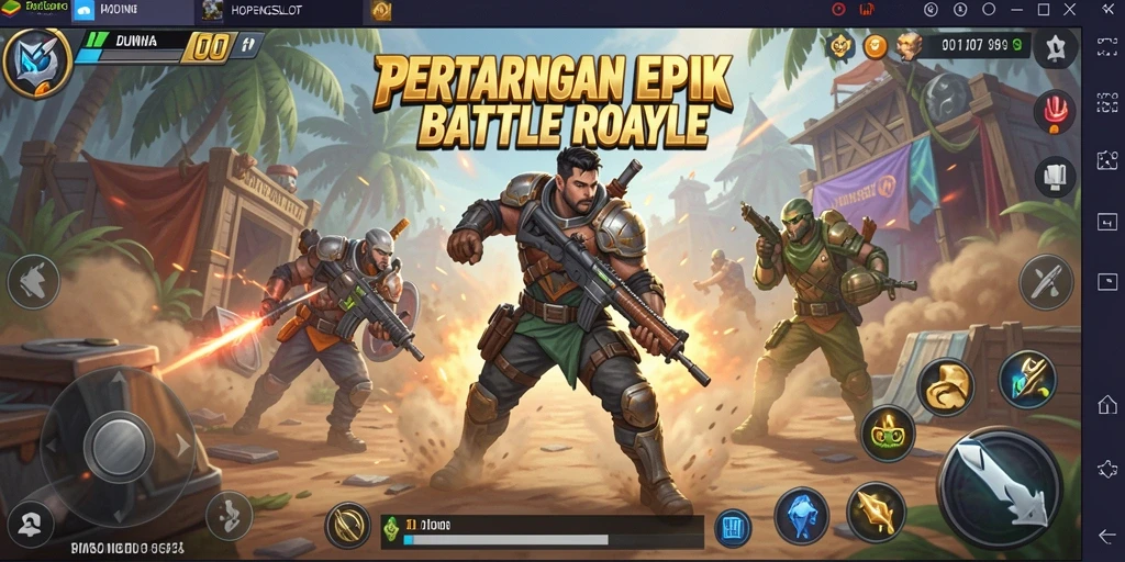 Tampilan aksi seru dalam pertarungan HOPENGSLOT di arena Battle Royale.