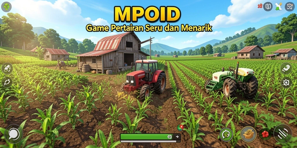 Tampilan gameplay MPOID yang menampilkan lahan pertanian yang subur.