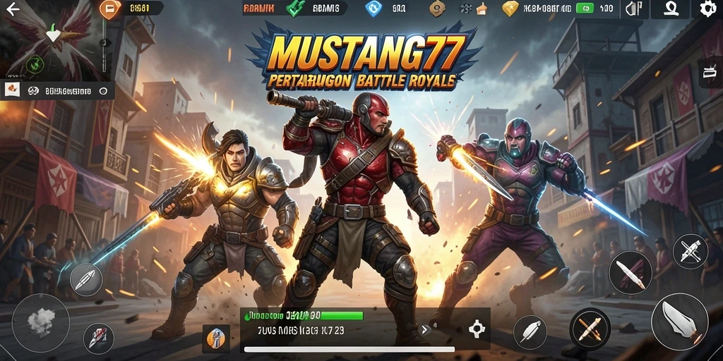 Screenshot MUSTANG77 menampilkan aksi seru di arena Battle Royale.