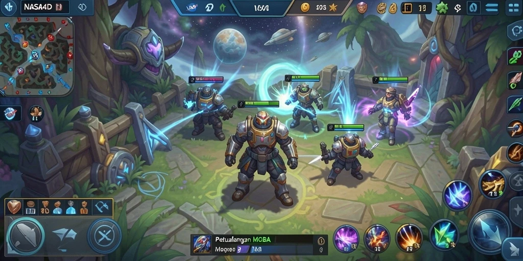Screenshot gameplay <strong>NASA4D</strong> menampilkan pertempuran tim yang intens dan strategi yang menarik.