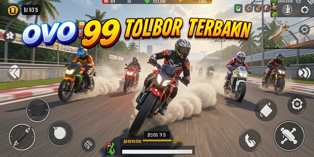 Tampilan gameplay OVO99 dengan balapan motor yang seru.