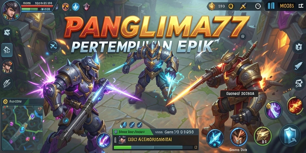Tangkapan layar gameplay PANGLIMA77 menampilkan pertempuran tim yang seru.