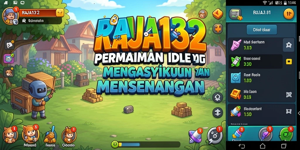 Screenshot memperlihatkan karakter sedang mengumpulkan sumber daya dalam game Idle.