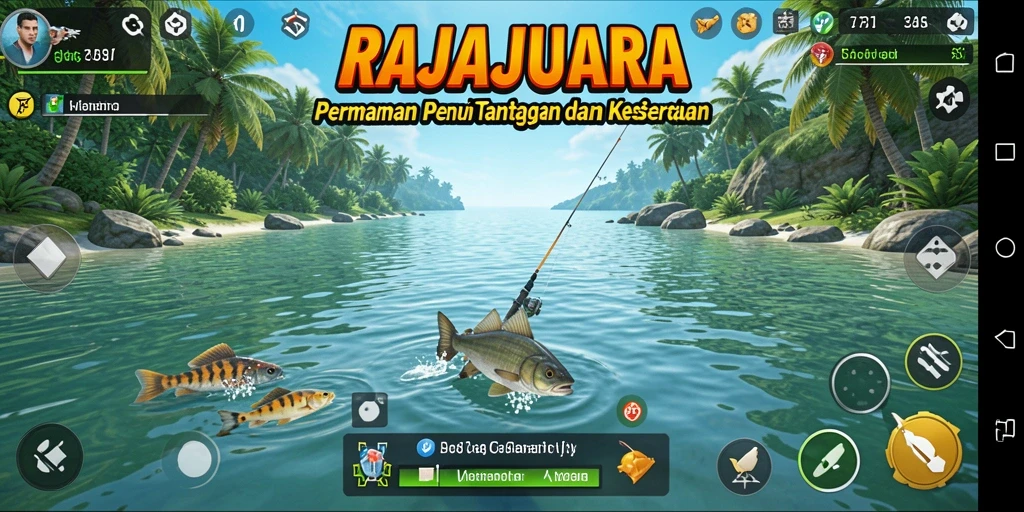 Tampilan gameplay memancing yang menakjubkan di RAJAJUARA.
