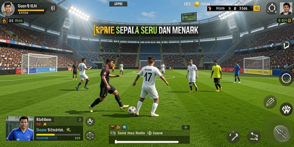 Tampilan gameplay RPRR saat mencetak gol di pertandingan sepak bola.