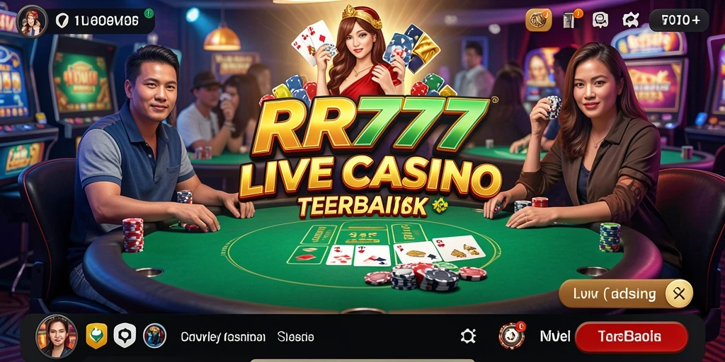 Screenshot permainan Live Casino di RR777 dengan dealer profesional.