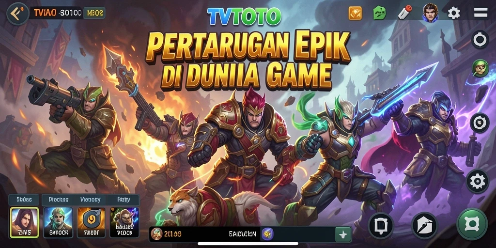 Tampilan gameplay seru dengan pertarungan karakter di TVTOTO.
